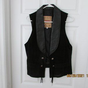 Vintage Suede & Leather Western Vest Fringes USA S